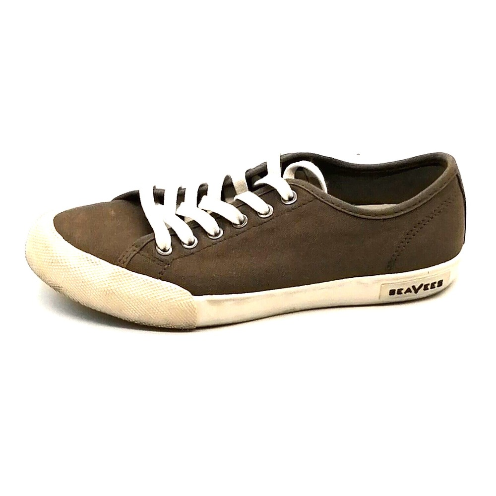 SeaVees Shoes Womens Sneakers Monterey Green Canvas Round Toe Flat Heel 5.5